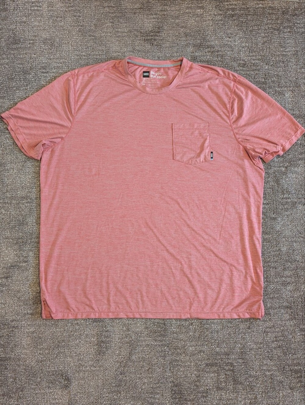 Saxx DropTemp Heathered Pink Short Sleeve Pocket Tee XXL
